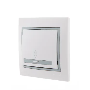 Мира Выключатель одноклавишный прох белый с вст сер