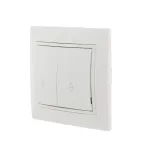 Мира Выключатель двойной проходной белый с вставкой