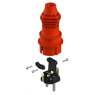Вилка каучуковая прямая c заземлением 16А IP44 красная VX13-R-IP44