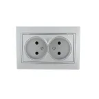 MIRA Розетка двойная без заземления металлик серая