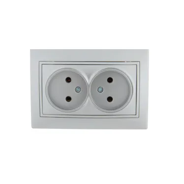 MIRA Розетка двойная без заземления металлик серая