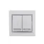 Мира Выключатель 2х клавишный белый с серой вставкой