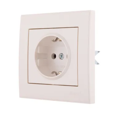 Розетка RAIN с заземлением керамика жемчужно-белый перламутр