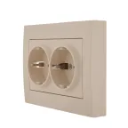 Розетка RAIN двойная с/з керамика крем