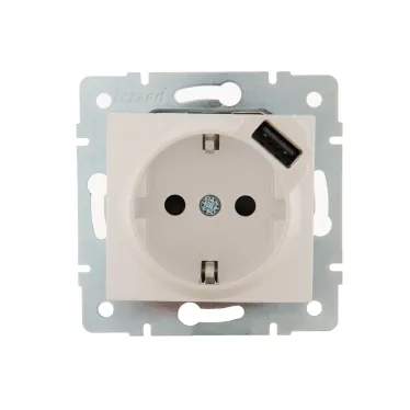 KARINA Розетка с/з + USB разъём жемчужно-белый перламутр (10шт/120шт)