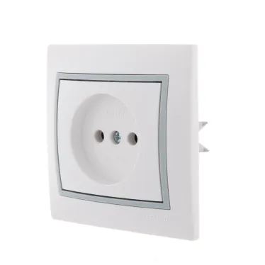 MIRA Розетка без заземления белая с серой вставкой