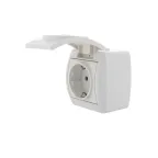 HATA Розетка с заземлением с крышкой белая