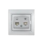 Мира Розетка RJ 45 + RJ 11 металлик с вставкой серый