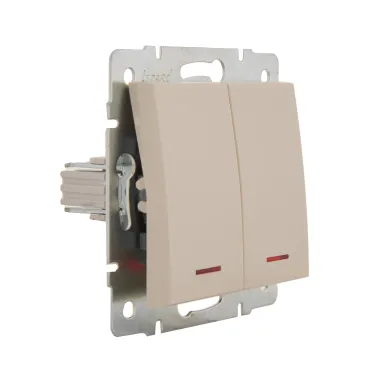 Выключатель RAIN двойной с подсветкой крем механизм