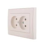 Розетка RAIN двойная б/з керамика жемчужно-белый перламутр