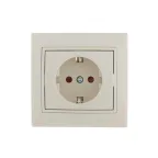 Мира Розетка с защитой от детей бежевая с вставкой бежевая
