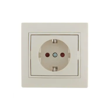 Мира Розетка с защитой от детей бежевая с вставкой бежевая