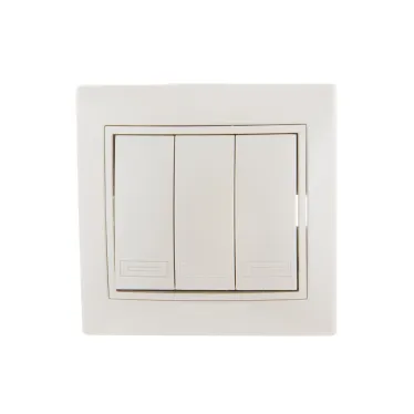 MIRA Выключатель трехклавишный жемчужно-белый перламутр со вставкой