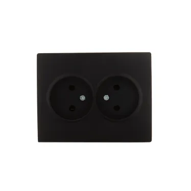 KARINA Розетка двойная б/з керамика чёрный бархат (10шт/120шт)