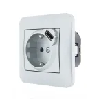 KARINA Розетка с/з + USB разъём матовое серебро (10шт/120шт)