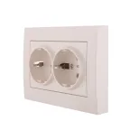 Розетка RAIN двойная с заземлением керамика жемчужно-белый перламутр