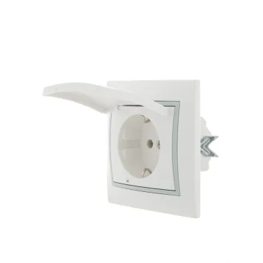 Мира Розетка с заземлением с крышкой керамика