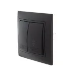 MIRA Выключатель проходной двойной чёрный бархат со вставкой (10шт/120шт)