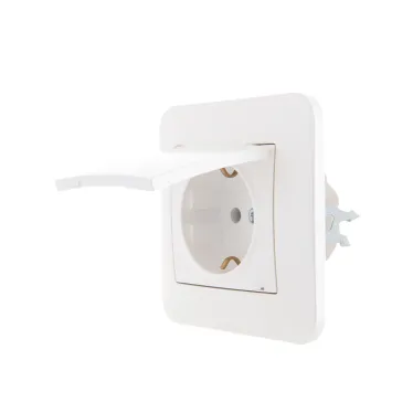 KARINA Розетка с/з с крышкой керамика жемчужно-белый перламутр (10шт/120шт)