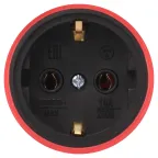 Розетка каучуковая прямая c заземлением 16А IP44 красная RX11-R-IP44