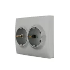KARINA Розетка двойная с/з ПБТ матовое серебро (10шт/120шт)