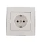 RAIN Розетка с заземлением керамика белая с боковой вставкой хром