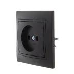 MIRA Розетка б/з керамика чёрный бархат со вставкой (10шт/120шт)