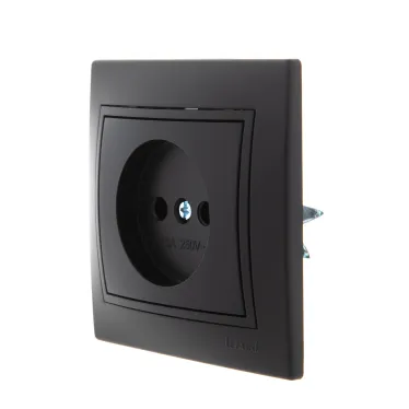 MIRA Розетка б/з керамика чёрный бархат со вставкой (10шт/120шт)