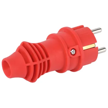 Вилка каучуковая прямая c заземлением 16А IP44 красная VX13-R-IP44