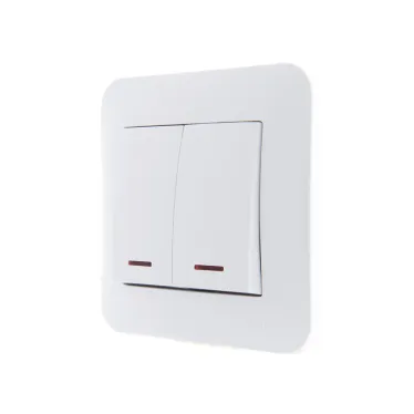 KARINA Выключатель двойной с подсветкой белый (10шт/120шт)