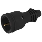 Розетка каучуковая прямая c заземлением 16А IP44 черная RX11-B-IP44