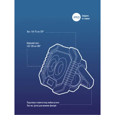 Фонарь светильник рабочая серия 4Вт COBLED+1ВтLED/2 линзы/3xAA/корпус ABS-пластик, КОСМОС