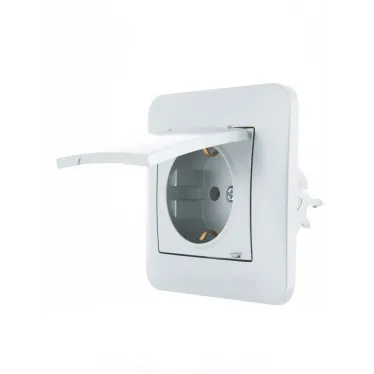 KARINA Розетка с/з с крышкой керамика матовое серебро (10шт/120шт)