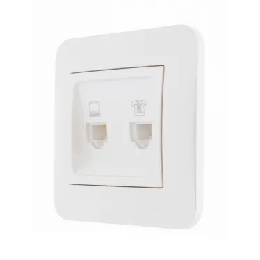 KARINA Розетка компьютер+телефон жемчужно-белый перламутр (10шт/120шт)