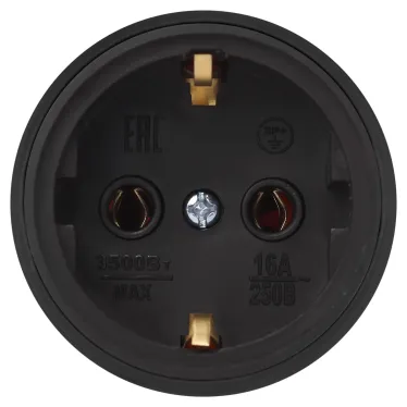 Розетка каучуковая прямая c заземлением 16А IP44 черная RX11-B-IP44