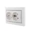 MIRA Розетка двойная с заземлением белая с серой вставкой