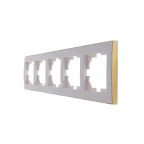 Рамка RAIN 5-ая горизонтальная белая с боковой вставкой золото