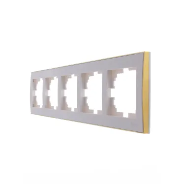 Рамка RAIN 5-ая горизонтальная белая с боковой вставкой золото