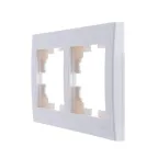 Рамка RAIN двойная горизонтальная жемчужно-белый перламутр с боковой вставкой
