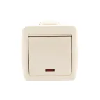Выключатель одноклавишный, с подсветкой, бежевый