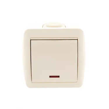Выключатель одноклавишный, с подсветкой, бежевый