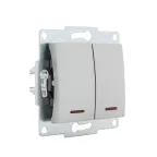 KARINA Выключатель двойной с подсветкой матовое серебро (10шт/120шт)