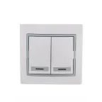 MIRA Выключатель двухклавишный с подсветкой белый с серой вставкой