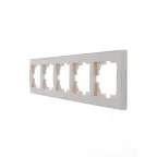 Рамка RAIN пятерная горизонтальная крем с боковой вставкой
