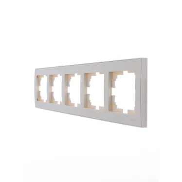 Рамка RAIN пятерная горизонтальная крем с боковой вставкой
