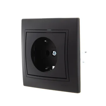 MIRA Розетка с/з керамика чёрный бархат со вставкой (10шт/120шт)