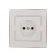 RAIN Розетка без заземления керамика белая с боковой вставкой хром