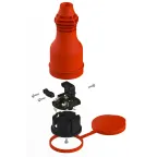 Розетка каучуковая прямая c заземлением 16А IP44 красная RX11-R-IP44