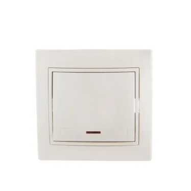 Выключатель одноклавишный, с индикатором, жемчужно-перламутровый