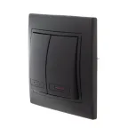 MIRA Выключатель двойной с подсветкой чёрный бархат со вставкой (10шт/120шт)